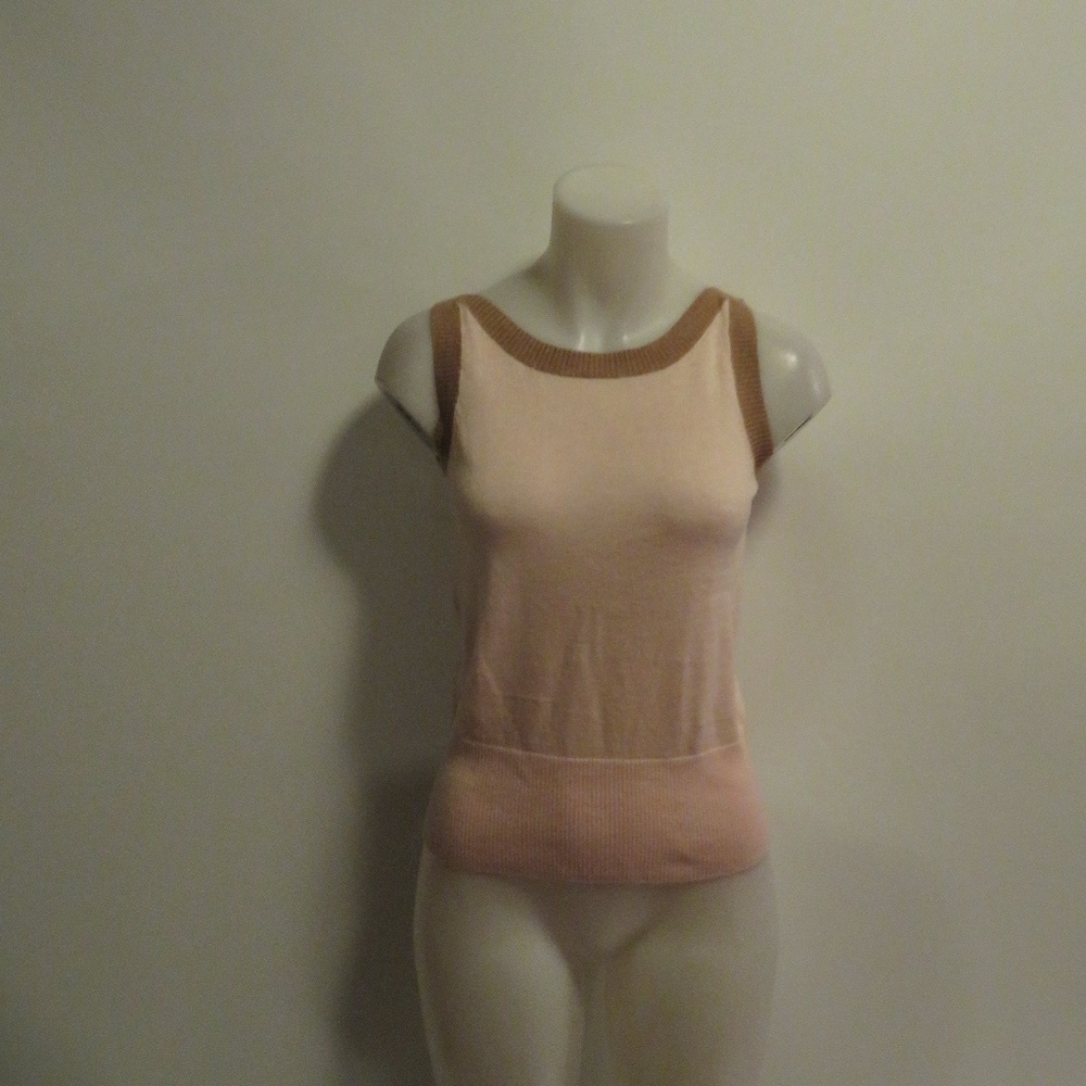 LUCA LUCA PINK AND BROWN SLEEVELESS SWEATER SZ 40*